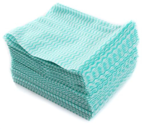 100x Reinigungstücher Putztücher im Karton, Universal Wischtücher Saugstark, Mehrzweck Putzlappen für Haushalt & Werkstatt, Poliertuch Vlies 40x30cm Reinigungstuch 100 Stück im Karton (Grün)