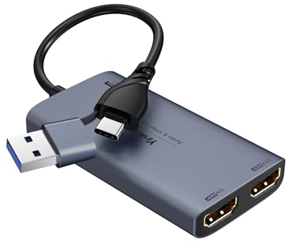 4K30Hz HDMI Video Capture Card mit Loop-Out, Yinker USB/USB-C HDMI Videoaufnahmekarte für Full HD 4K@30Hz 1080P@60fps Aufnahme und Loop-Out, Video Capture Gerät für OBS Live Streaming Gaming Record