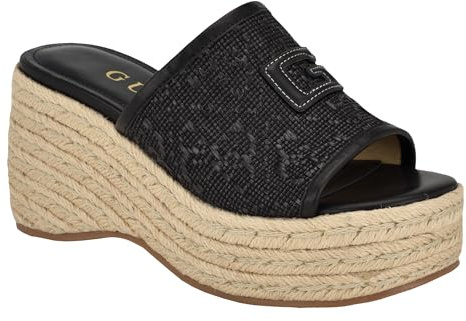 GUESS Sandali Zakki con zeppa da donna, Vernice nera, 36.5 EU