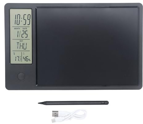 Elektronisk skrivtavla med kalenderfunktion, LCD-skärm för att skriva papperslösa anteckningar, digital anteckningsblock för kontor (BLACK)