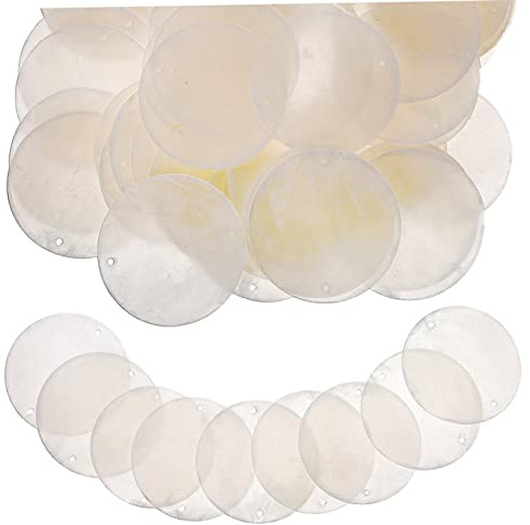 NUOBESTY 50 Piezas Conchas Redondas Naturales 1.97 Pulgadas con 2 Agujeros Colgantes para Manualidades De Bricolaje Joyería Y Decoración De Hogar