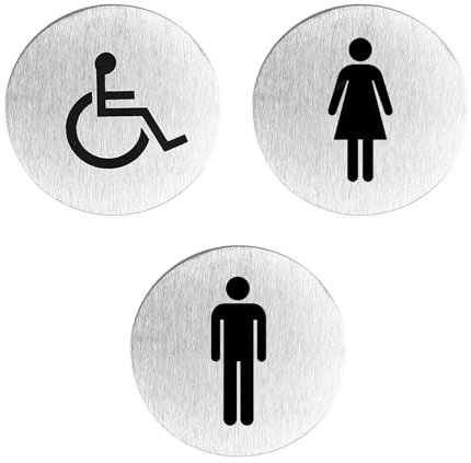 Lot de 3 plaque de toilette en acier inoxydable, panneaux auto-adhésifs et sexuels pour toilettes