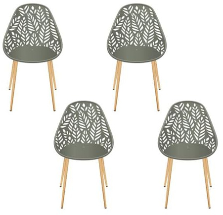 HOME DECO FACTORY Lot de 4 Chaises Lucena Mobilier d'Extérieur Olive