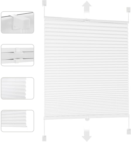 Sekey Plissee Verdunkelung ohne Bohren Lichtschutz verspannt Klemmfix Faltenstore 100% Verdunkelung Blickdicht Sonnenschutz einfache Installation