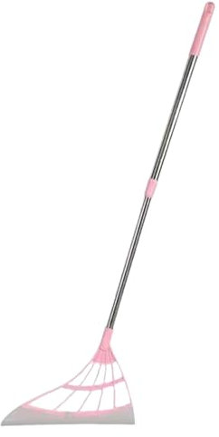 Bodhi2000 Strumento di pulizia multifunzionale ad alta densità Pp Scopa Silicone Set Pavimento Gomma per Spazzare Design Ergonomico 45 Gradi Smusso Rosa A