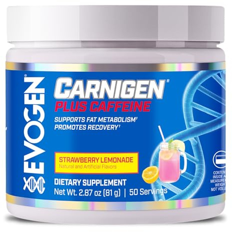 Evogen Carnigen Plus Mango Lmonad | Karnitin + koffeinfettförbränningspulver, karnitintartrat, Acetyl-l-l-karnitin, karnitinoroterat, fumarat, bioperin |Jordgubblemonad, 50 portioner