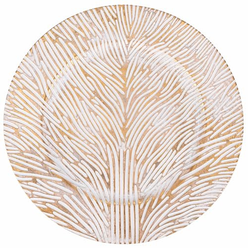Set 6 Sottopiatto Ø 33 cm, decoro bianco e oro, Eden