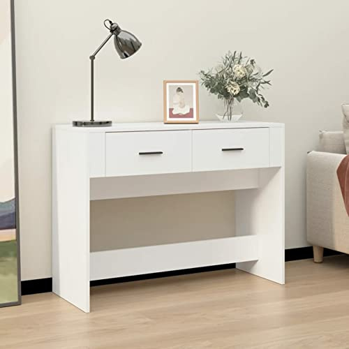 Xichuzi Mesa Consola de Madera contrachapada Blanco 100x39x75 cm, Mesa Entrada, Mesa Recibidor Estrecha, Mesa De Centro Salon, Mesa Auxiliar, Mueble Entrada