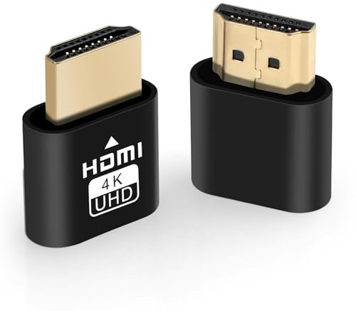 AXFEE 2PCS HDMI Dummy Plug, 4K@60Hz 3840x2160 Display Emulator, Portable Wireless HDMI Emulator for Monitors, Suitable for HDMI 2.0, Compatible with Windows Mac OSX Linux, No drivers required (Black)