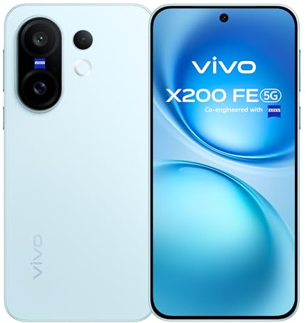 vivo X200 FE 5G Smartphone, 12 GB + 256 GB, 6,31” Kompaktes Design, 120 Hz Bildwiederholungsrate, 50 MP ZEISS Periskop-Telekamera mit KI-Bildverarbeitung, 5300 mAh Akku, Dimensity 9300+, IP68