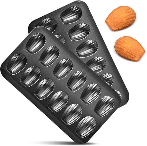 Myyaowl 2pc Shell Shape Cake and Cookie Mold,Nonstick Madeleine Pans for Baking, Carbon Steel Cake Mold Tray, 12 Cup Design, Send Goods from Local Warehous