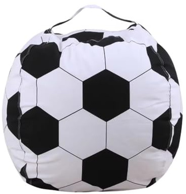 KBZSlyn Bean Bag Cove (No Filler) Animal Storage Bag for Boys and Girls Baseball Design Bean Bag Chair Cover Spacious Toy Organizer Soft Canvas Material for Playrooms and Bedrooms(Football,85cm/33in)
