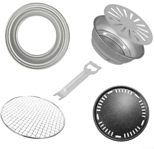 Set completo di barbecue da tavolo a carbonella per uso esterno con griglia di cottura e teglia, progettato per attività di bollitura, griglia e riscaldamento
