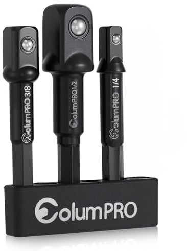 ColumPRO 3PCS Impact Grade Power Drill Sockets Adapter Sets, 1/2, 3/8, 1/4 Extension Drill Bit Socket Wrench Adapter, Portable Design Driver Adapter Set, Power Hand Tool