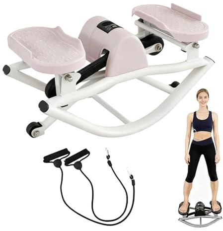 Rock Stepper Stepper Lateral Rocking Fitness Stepper en forme de U Équipement Fitness Equipé d'un Affichage Numérique / Bande de Résistance Léger et Portable Convient pour Maison Appartement Rose