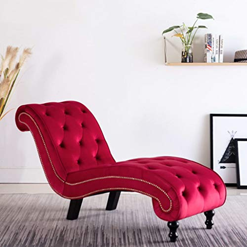 Nqyjm Chaiselongue Red Velvet Chaise Lounge Sofá, Silla para dormir acolchada con cojín, sofá cama, perfecto para sala de estar, dormitorio, oficina, espacio pequeño