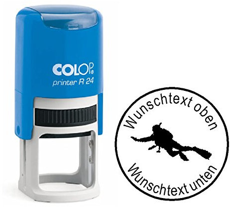 Stempel Taucher Taucherstempel « TAUCHER 02 » mit Motiv, persönlichem Namen & Tauchspruch - Durchmesser ca. Ø 24 mm