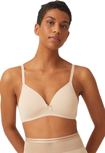 Naturana® Mjuk trådlös BH med kupa [Cup A-D] Optimal passform och maximalt stöd tack vare klippdesign och breda remmar | T-shirts-BH | Dam-BH utan bygel, Ljusbeige, 75C