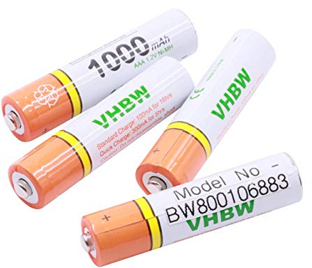 vhbw 4 x AAA, Micro, R3, HR03 Akku 1000mAh kompatibel mit Siemens Gigaset S850, S850A Go, S850HX.