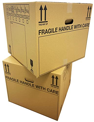 StarSupplies 20 Extra Large Pack Strong Cardboard Shipping Packing Moving House Boxes & Removals 53cm x 53cm x 41cm with Carry Handles and Room List