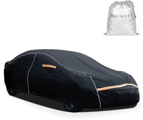 WMCHEYI Car Cover Waterproof All Weather,6 Layers Car Covers for Automobiles, Full Exterior Cover with Zipper, Outdoor Car Cover Sun UV Rain Snow Wind Protection, Fit for 210(210*74*59 inch)Sedan