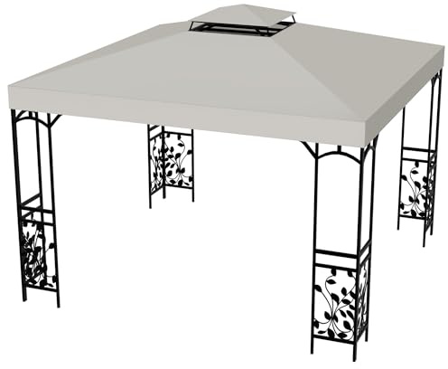 Ikodm 3 x 3 m paviljongstak vattentät, paviljong reservtak festtält ersättningsskydd dubbeltak skyddskåpa UV-skydd paviljongskydd festtält baldakin beige