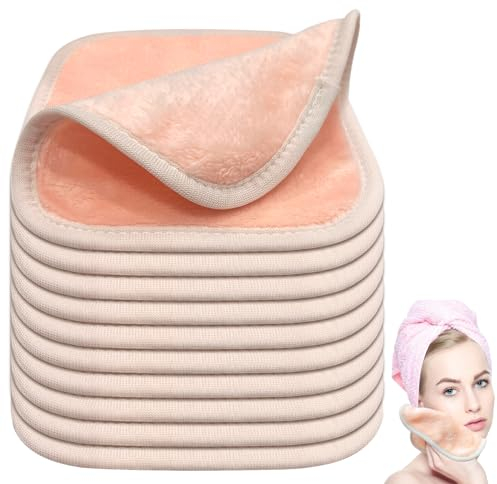 10 Stück Mikrofaser Abschminktücher, Abschminktücher Waschbar, Quadrat Waschlappen, Wiederverwendbar Mikrofaser Gesichtsreinigungstuch, Gesichtsreinigungstuch für Daily Travel Erase (Rosa)