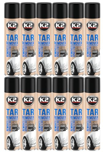 K2 Limpiador de Alquitrán, Asfalto, Resinas, Adhesivos, Manchas Grasas de Aceites - Pack de 12 Tar Remover 300 ml