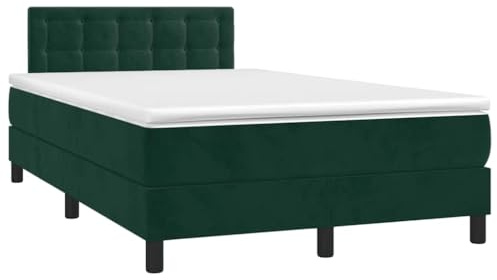 vidaXL Letto a Molle con Materasso e LED Verde Scuro 120x190cm Velluto, Letto, Rete Letto, Letto Matrimoniale, giroletto, Base Letto, Letto in Velluto