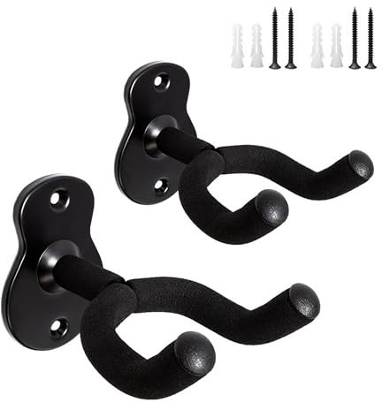 MQWDGJ Gitarrenhalter, 2 Stück Gitarren-Wandhalterung, Gitarren Haken Universal Gitarren-Wandhalter für Akustikgitarre E-Gitarre Bass klassische Gitarre(Schwarz)