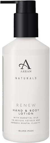 Arran Sense of Scotland Renew Hand & Body Lotion 250ml, Cedarwood & Ylang | Aloe Vera and Shea Butter, 99% Natural Origin Ingredients, Absorbs Quickly Without Greasiness, Suits Sensitive Skin