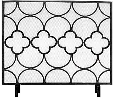 NSTVVEE Porte per caminetti Stufa Parascintille Design a griglia in Ferro Parascintille per camini Decorativo Cavo Parascintille Schermi per camini Strumenti Decorativi per camini (Nero)