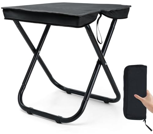 YUANQIAN Bärbar campingpall, lätt hopfällbar pall med bärväska, hopfällbar campingpall för vandring, fiske, resor, picknick, grill, kompakt utomhusfotstöd