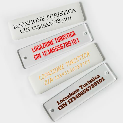 LASERO' Targhetta CIN Personalizzata in Plexiglass per Locazioni Turistiche, B&B, Targa per Casa Vacanze - Stampa UV Professionale