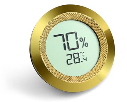 Termómetro higrómetro digital ajustable, termómetro higrómetro digital, calibrado de humedad, aleación de zinc redonda de 50 mm de diámetro, higrómetro para humidor de cigarros/invernadero/bodega