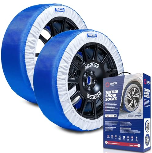 Sparco Textil-Schneeketten Modell Artika Größe XXL. Geräuscharm und vibrationsfrei. Schnelle und einfache Montage. Zugelassen nach EN-16662-1 und ÖNORM V5121. ABS-kompatibel, Blau