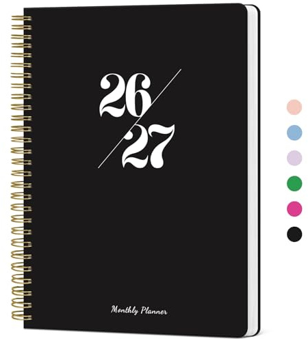 Monthly Planner 2026-2027, 2 Year Months Calendar Planner 2026-2027, Runs from January 2026 - December 2027, 7 x 10, 24 Months, Perfect for School Office Home Planning - Black