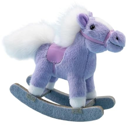 Chosertory Peluche Cheval Bascule Animal Peluche Coussin Ornement Décor Simulation Douceur Fonctionnelle Convient à La Lecture Décoration de Sofa Chambre D'Enfan, Violet