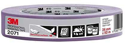 3M Pro Malerabdeckband 2071 - 1 Rolle, 24 mm x 50 m, Lila - für empfindliche Oberflächen, innen und außen, UV-beständig, für Maler- und Dekorationsarbeiten