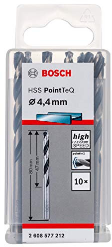 Bosch Professional 10-Piece PointTeQ HSS Twist Drill Bit (for Metal, 4.4 x 47 x 80 mm, Drill Driver Accessories)