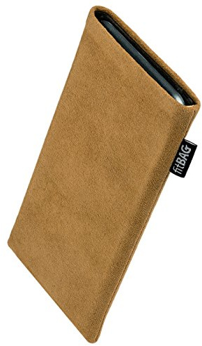 fitBAG Classic Sand Mobilfodral för Apple iPhone 12 Mini/iPhone 13 Mini original Alcantara med mikrofiberfoder | Fodral med rengöringsfunktion | Tillverkad i Tyskland