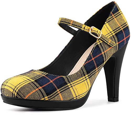 Allegra K Décolleté Mary Jane da donna con plateau e plateau, Giallo, 38 EU