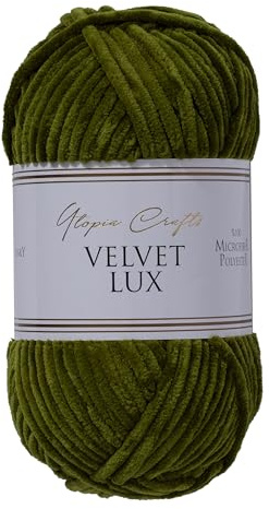 Utopia Crafts Velvet Lux Chenille Yarn 100g (Dark Olive)