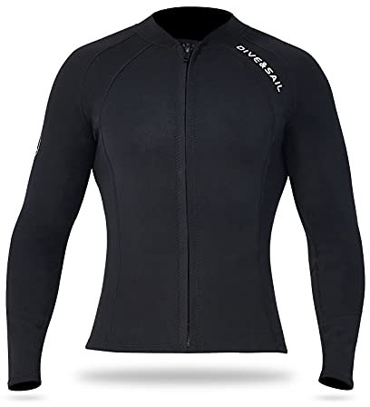 Combinaison de plongée en apnée,HUIOP 2mm néoprène hommes femmes haut de plongée avec fermeture à glissière avant combinaisons veste manches longues combinaison haut pour plongée en apnée plongée sous