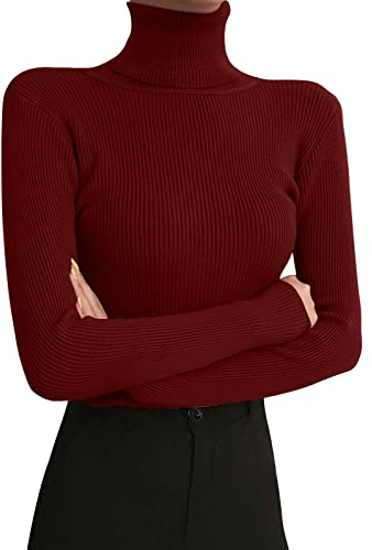 Polotröja dam långärmad ribbad – långärmad tröja enfärgad undertröjor långärmad tröja basic polotröja undertröja ledig sweatshirt aesthetic toppar Y2K crop top, RD1, En Storlek