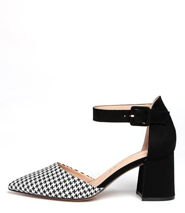Rio Fiore - Scarpe da donna con tacco a blocchetto, Nero/Bianco/Grigio/Blu/Beige/Taupe/Verde/Fucsia/Violetto/Rosso, tacco a blocco da 7,5 cm, comode scarpe con cinturino, morbido simil-pelle