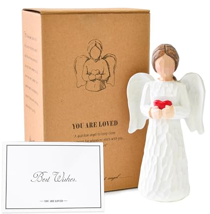 Engel Figur, Schutzengel Figur, Engelsfiguren für kleine Geschenke für Frauen, Engelstatue hält EIN Herz in der Hand für Muttertag, Thanksgiving, Weihnachten, Heimdekoration, Ornament, Gedenkgeschenke