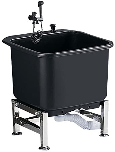 Mop Service Basin, Indoor/Outdoor Freestanding Sink Laundry Room Slop Sink Utility Tub Mop Bucket with Faucet for Restaurant Business