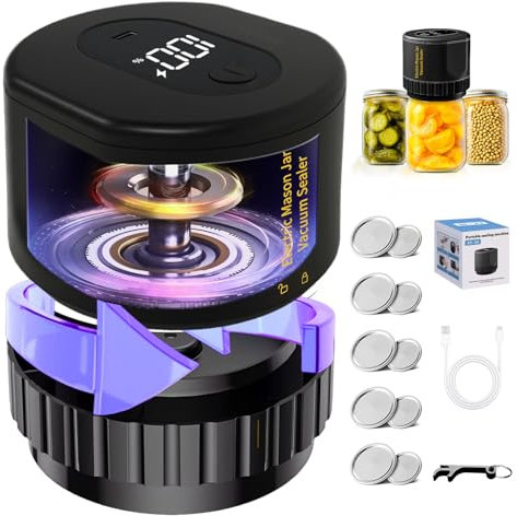 Machine Sous Vide Alimentaire Pou Mason Jar, Avec Affichage Et ArrêT Automatique Amovible Compatible Avec Une Ouverture Large Et Une Ouverture RéGulièRe AdaptéE Au Stockage Des Aliments En Cuisine