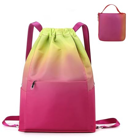 RisePlus Zaino Sacca Sportiva Impermeabile Pieghevole ，Borsa Palestra Donna Uomo, Sacca con Coulisse Grande Capacità, Zaino Palestra Piscina, Multitasche, Leggera, per Sport, Viaggio, Fitness